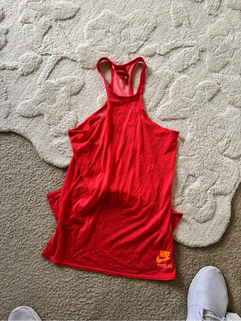 Nike Red Racerback Tank Top with Orange Logo
